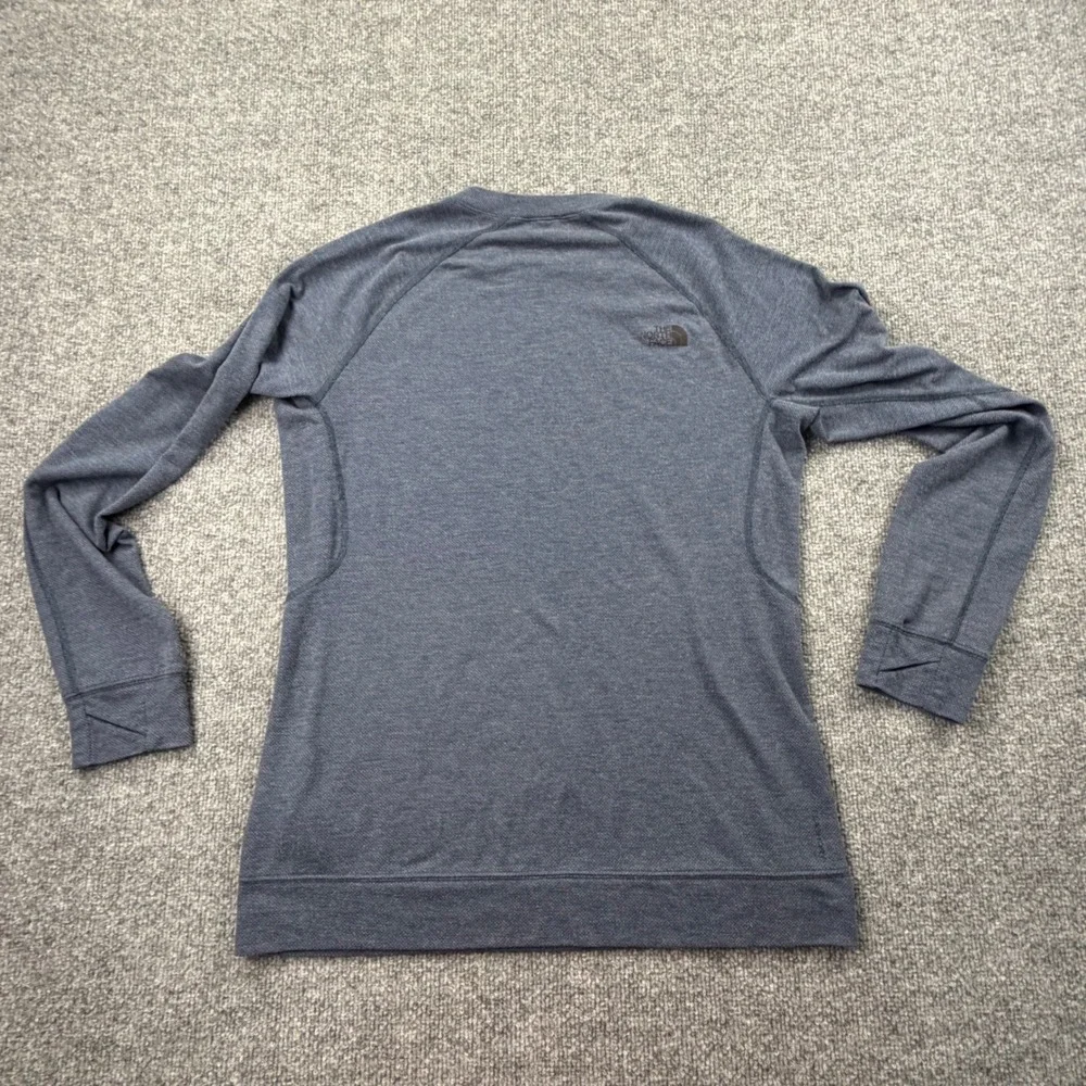 The North Face Mens Wool Blend Base Layer Long Sleeve Shirt Blue Gray Medium